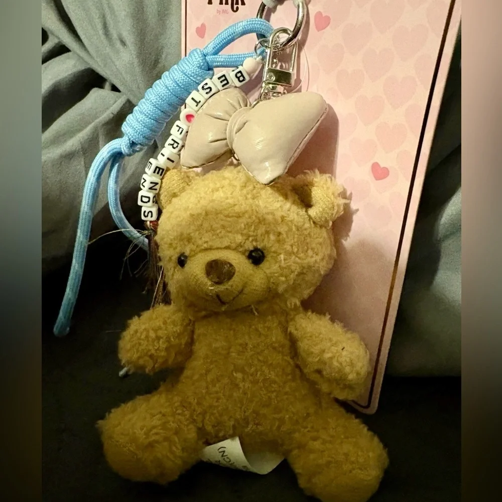 BAG CHARM Dream Pink- BEST FRIENDS LRG Teddy bear W/bow &accessories keychain